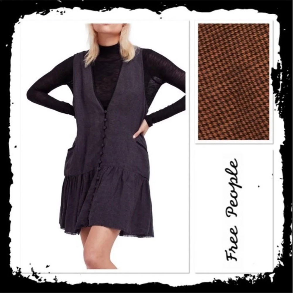 Free people black and grey button up tunic